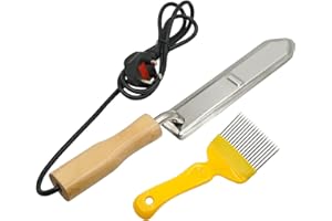 Yuecheng Electric Honey Knife with Uncapping Scratcher Fork, Stainless Steel Honey Cutter, Honey Extractor, Beekeeping Scraper Tool with Wood Handle, Beekeeping Equipment Tools