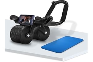 SONPEN Bauchroller Automatisches Rebound Bauchrad, 2-in-1 Bauchtrainer Plank AB Roller Wheel für Core Trainer, Bauchmuskeltrainer mit Ellenbogenstütze, Fitnessgeräte für Zuhause, Schwarz