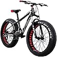 Big Fat Tire Mountain Bike Men Bicycle 26 in High Carbon Steel Frame Outdoor Road Bike 27 Speed Full SuspensionMTBBlack black-30speed