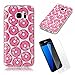 Produktbild KANTAS Weich Silikon Schutzhülle für Samsung Galaxy S7 Edge Hülle {Panzerglas Schutzfolie} Transparent Klar Gummi Gel Ultra Slim Hülle Rot Donuts Design TPU Rückseite Durchsichtig Back Cover Handyhülle Crystal Clear Bumper für Samsung Galaxy S7 Edge