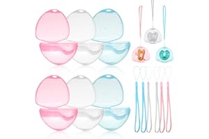 WLERTCOP Boite a Tetine Bebe Boite a Sucette Portable Boîte de Tétine Boîte de Rangement de Tétine avec Ficelle Titiller Boîte de Rangement pour Bébé Tétine Container Portable Antipoussière Sucette Case, 6 Pcs