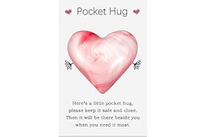 HBJSP Pocket Hugs Heart, Thinking of You Gifts, Keepsake Gifts for Women Friends, Go to University School Gifts, Positive Good Luck Gifts for Birthday Wedding Christmas Mothers Day Valentines (Pink)