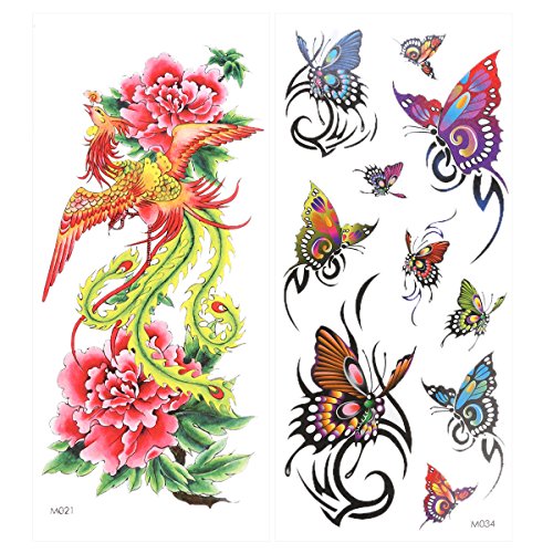 ROSENICE Temporäre Tattoo 8 Blätter Schmetterling Tattoo liefert lang anhaltende für Frauen - 5