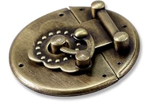 Tiazza 1.97"/50mm Antique Vintage Small Brass Round Cabinet Box Latch Buckle Catch Clasp Case Lock Hinges Furniture Hardware Hasp