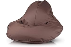 Ecopuf Frog - Pouf a pera, cuscino morbido per poltrona con imbottitura - Per la casa e l'esterno - Bambini e Adulti - Poliestere durevole e resistente alle macchie - 120x80 cm - Marrone scuro Nc15