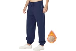 ineepor Jogginghose Herren Baumwolle Thermo Dicke Breite Jogginghosen Baggy Warme Sherpa Gefütterte Weit Gym Sporthosen Winter Track Pants mit reißverschluss Taschen