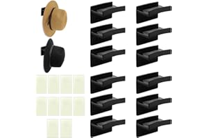 YUE QIN 12 Stück Selbstklebende Huthaken Selbstklebende Hut-Haken Kappenhalter Huthalter Ohne Bohren Hutständer für Verschiedene Mützen Taschen Handtücher Fenster Küche (schwarz)