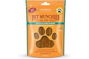 Pet Munchies Wild Salmon Strips Dog Treats, Premium Grain Free Dog Chews with Natural Real Meat (Box of 8 pack 80g) 640g