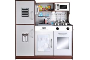 Kruzzel 9150 - Cucina per bambini in legno, con accessori e pentole, luce integrata