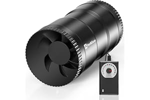 Hon&Guan Ventilateur Extracteur en Ligne 100mm 6W 221 m³/h Ventilation Extracteur Air avec Variateur Ventilation Cave Humide, Garages, Culture Hydroponique