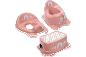 Babykajo 3 in 1 Baby Töpfchen Set TÜV Rheinland geprüft - Kinder Töpfchen + Kinder Toilettensitz + Kinder Tritthocker – aus BPA freiem Plastik und mit Antirutschfüßchen.