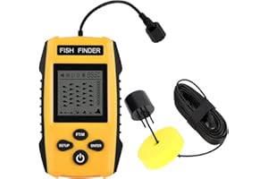 EVTSCAN Détecteur de poisson et sondeur de profondeur, lecture des contours des engins de pêche Lecture de la profondeur du sondeur 3 pieds (1 m) à 328 pieds (100 m) Détecteur de pêche Kayak, transducteur de