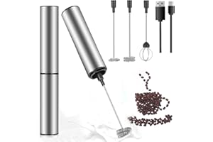 WEIONGPPY Edelstahl Elektrischer Milchaufschäumer, 3-in-1 Mini-Handmixer Elektrisch USB Wiederaufladbar, Schnellschaum, Handheld Milchschäumer Stab Für Cappuccino/Macchiato/Heiße/Schokolade/Eischnee