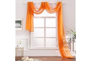 Megachest TAILORED VOILE WINDOW SCARF PELMET 26 color choices (orange, 56"X197"X1 Panel)