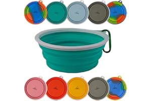 Ligo - EBBY 2PZ Ciotola per Cani da Viaggio, Portatile per Acqua e Cibo, Pieghevole con Moschettone (AZZURRO)