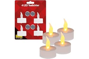 Idena 408998 - Candele a LED con luce tremolante, batterie incluse, decorazione per matrimoni, feste, Natale, Pasqua, come luce d'atmosfera in Plastica, Bianco