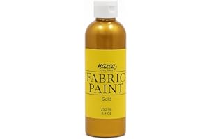 Nazca Colors Metallic Gold Fabric Paint 250ml – Acrylic Permanent Textile and Leather Paint ideal for painting Clothe, t-shirts, Jeans, Totebags, Sneakers, Canvas Shoes – Great Covering Capacity