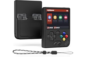 Schutzhülle für Miyoo Mini Plus, MOWYEOK Weiche Silikonhülle, Mit Stoßdämpfung, Anti Rutsch und Anti Kratz Funktion, Kompatibel mit Miyoo Mini Plus Hülle, mit Schlüsselband– Schwarz