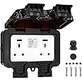 FOVNOT Outdoor Sockets Waterproof Double Socket, Weatherproof IP66 Wall Electrical Outlet 13A Double Outdoor Socket Waterproof Socket Outside Plug Sockets Outdoor Weatherproof Wall Plug Socket Box