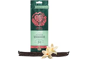 PREMA VANILLA MADAGASCAR PREMA VANILLA Vainas de Vainilla Bourbon Premium - Vainilla en Rama Natural y Orgánica 14-18 cm - Vanilla de Calidad Gourmet de Madagascar - Aroma Rico e Intenso - Paquete Con 2 Vainas y 1 de Regalo