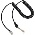 Câble de microphone en spirale pour Yaesu MH-48A6J MH-36A6J MH-42B6J, cordon spiralé à 6 broches compatible avec radios mobiles FT-8900 FT-8800R FT-7100M FT-2600M FT-1900R Noir Extensible 40 cm à 150