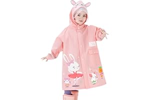 FEWLBY Poncho de Pluie Enfants Imperméables pour Garçons Filles Manteaux Imperméables à Capuche Léger Veste de Pluie Réutilisable Vêtements de Pluie