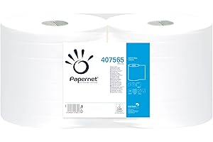 Papernet - Bobina Industriale 407565, 1 Confezione da 2 Rotoli di Carta Assorbente Asciugatutto in Pura Cellulosa da 180 m Ciascuno, 2 Veli, 800 Strappi per Rotolo da 23,4x22,5cm