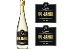 GEBETTER 2 Stück 60. Geburtstag Flaschenetikett 9,8x9,8cm Flaschenetiketten Weinflaschen Aufkleber Geburtstagsdeko selbstklebend Etikett Geschenke für Frauen Männer Party Geburtstagsgeschenk