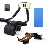 Mobiclinic®, Rueda abdominal con rebote automático, Soporte para codos, Temporizador digital, Esterilla antideslizante, Doble