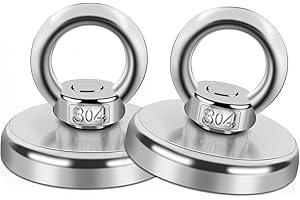 SWIHORAB Magnete Stark, 65KG Neodym Magnete Extra Stark Magnetfischen, Groß Stark Neodym Ösenmagnet Magnethaken, Neodymium Magnet mit Senkloch-Augenschraube für Werkstatt, Teichbergung, Kreuzfahrt,42mm 2Stück
