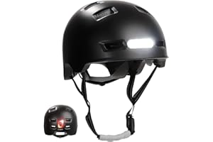 Crazy Safety Vertigo Casco da Città Nero per Bici con Luce USB Anteriore e Posteriore | Casco da Bici, Skateboard, Pattini, BMX | Casco da Monopattino per Uomo e Donna | M 54-57 cm