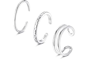 Roheafer 925 Sterling Silber Zehenringe für Damen Hypoallergene Verstellbare Goldmanschette Toe Ring Set Minimalistische Zehenringe Fuß-Schmuck