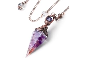 SAHOOTTIE Pendulum Crystal Pendulum Amethyst Pendulum Reiki Healing Crystals Pendulums for Dowsing Spiritual Pointed Divination Pendulum Witchcraft Supplies Wiccan Rituals