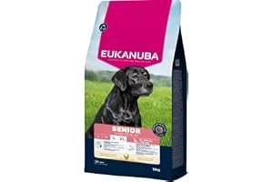 Eukanuba Senior färsk kycklinghundmat för stora raser, premium torrfoder för äldre hundar, 15 kg