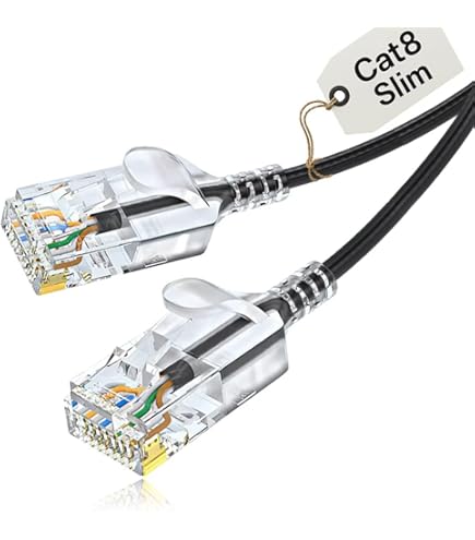 Primewire 0,25m Câble Réseau Cat 8.1 40Gbits Câble Ethernet Cat8 Haut Débit 40Gbps 25cm Patch Cable 2Ghz S FTP PIMF RJ45 Compatible Cat6 Cat7 Noir