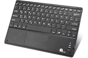 ‎1BYONE 1byone DIAFIELD Bluethooth Tastatur mit Touchpad, Tablet Tastatur Ipad Keyboard QWERTZ PC Tastatur Kompatibel mit Android Windows IOS