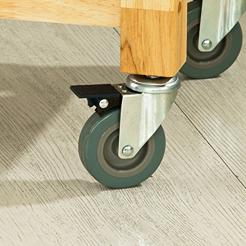 SoBuy® Servierwagen aus Kautschukholz ,Küchenwagen,Küchenregal, Rollwagen ,B80xT40xH90cm, FKW24-N - 8