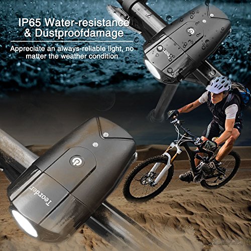 Fahrradbeleuchtung,Teorder Led Fahrradbeleuchtung Set USB(LED Fahrradlicht Front / Fahrrad Frontlicht / Fahrradscheinwerfer / Fahrradleuchte / Fahrradlampen / Bike Light / Bicycle Lights), Led fahrradbeleuchtung vorne Wasserdicht, Wiederaufladbare akku led Cree XML2, aufladbar 2000mAh batterie,1000 lumen led fahrradlicht, 4 Licht-Modi Set, Touch-Dimmung Schalter, mit Montagewinkel zubehör & 1xUSB-Aufladbare-Kabel,Schwarz - 2