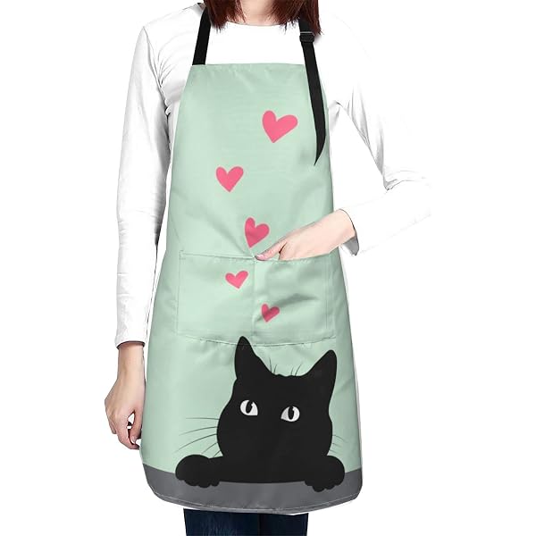 Tablier De Cuisine Imperméable Motif Chat - Pour Femme - Protection Lors De Cuisson, Barbecue, Pâtisserie (60x80 Cm, Polyester)