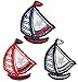 Produktbild 3 tlg. Set: Bügelbilder - Segelboot - 2,8 cm * 3,4 cm - Aufnäher Applikation - Schiffsanker - Reise Schiffsreise - Kreuzfahrt - Matrose Kapitän - Meer Schiffe Boot - Logo Emblem / Maritim Schiff / Segeln