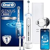 Oral-B Genius 8000 Electric Toothbrush, 1 Silver App Connected Handle, 5 Modes with Sensitive, Pressure Sensor, 3 Toothbrush 