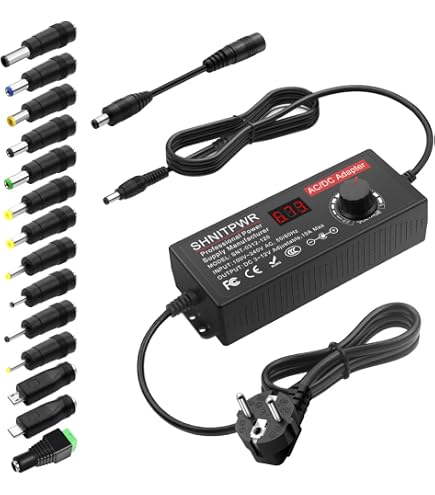 Vegena 30W Universal Netzteil – Einstellbar 3-12V, Mit 10 DC-Steckern, Für LED, Router, Babyphone