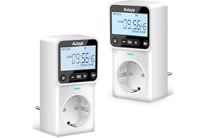 ‎AULAYA Zeitschaltuhr Digital Nach Maß Deutsche Ausführung Steckdose mit 25 konfigurierbaren Wochen- Tages- und Minuten Programmen,LCD-Display Digitale Elektrische Zeitschaltuhr für Innen 3680W-2 Pack