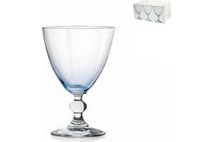 H&H Splendor Juego Copas para Agua, Vidrio, Azul, 6 Piezas