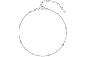 Loutade Silver Anklets for Women, 925 Sterling Silver Ankle Bracelet, Adjustable Beach Barefoot Foot Chain, Summer Holiday Silver Ankle Chain, Classic Women's Star Anklets Beach Jewellery for Girls