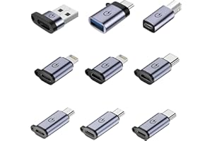 LIAOAN USB C/Lightning auf Micro Adapter, USB C/Micro auf Lightning Adapter, Micro/Lightning auf USB C Adapter, USB C auf USB Adapter,USB auf USB C Adapter,USB C auf USB B Adapter,9 Stück.