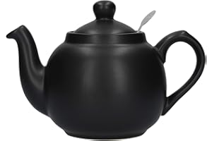 LONDON POTTERY Agriturismo Farmhouse-Teiera Piccola con infusore, Ceramica, Nero Opaco, 2 Tazze (600 ml), 2 Cup