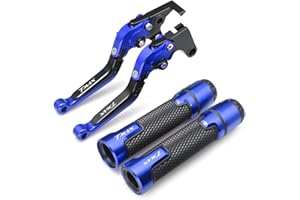MOTORFISH Adjustalbe Kit de poignées de guidon de frein à main pliables et extensibles en aluminium pour Yamaha T-MAX 500 530 560 2001-2020 (T-MAX 2008-2020, kits-bleu)
