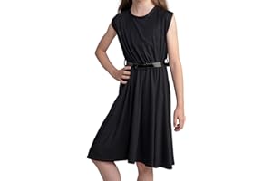 JAMI JUNIORS Girls Skater Sleeveless Belted Dress Swing Party Kids Children Tea A-Line Mini T-Shirt Free Belt Cute Flare Frankie Fit