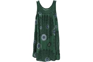 SHOBDW MUJER Vestidos Mujer Verano 2021 Nuevo SHOBDW Floral Vestidos Casual Cuello Redondo Sin Mangas Suelto Retro Elegante Vestidos de Fiesta Mujer Cortos Talla Grande